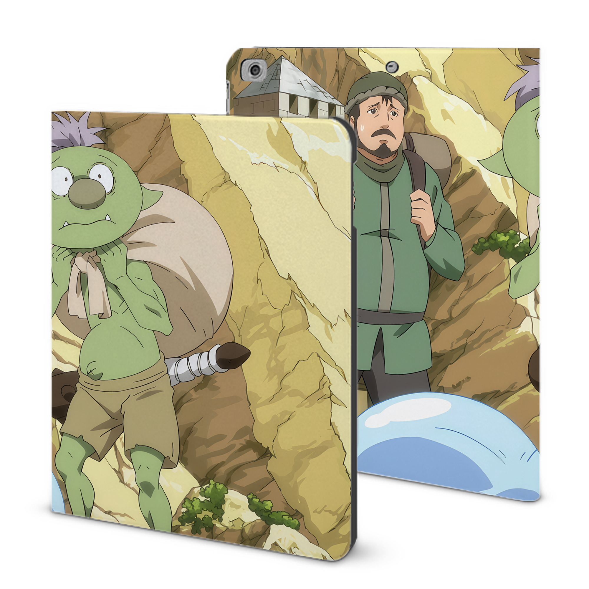 （画像用） 転スラ Regarding Reincarnated to Slime IPad ケース ブック型 PUレザー TPU 耐衝撃 軽量 薄型 ペン収納なし 全面保護 IPad 各モデル対応